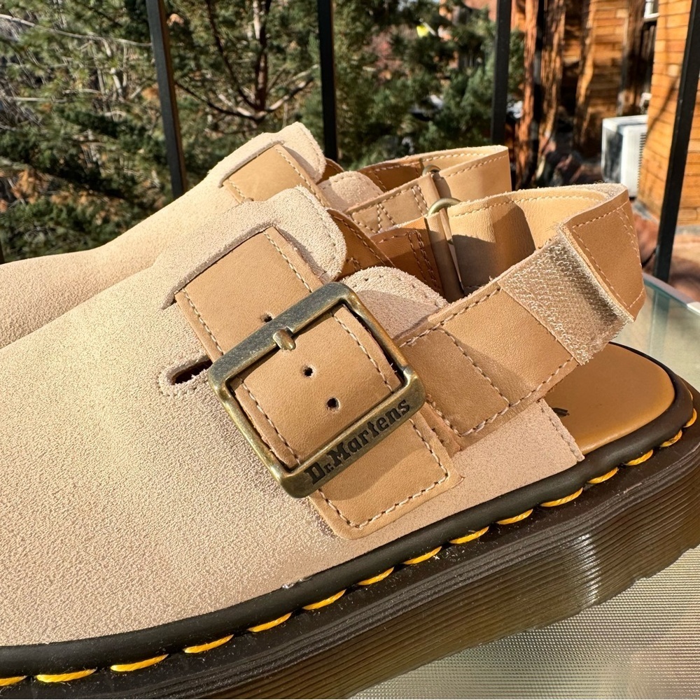 New Dr. Martens Jorge II Slingbacks Mule Sandal Shoes Suede Tan Biege Buckle - Picture 9 of 14